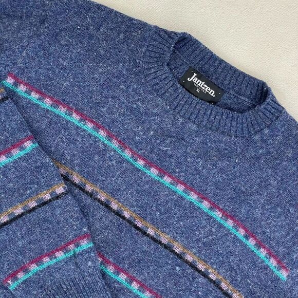 Jantzen Sweater Mens XL Blue Wool Vintage Crewneck Pullover‎ USA 90s Grandpa - Picture 1 of 9